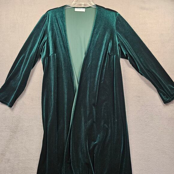 Vintage Velvet Duster Cardigan Womens GREEN Bedford Fair Medieval Cosplay - Picture 1 of 5